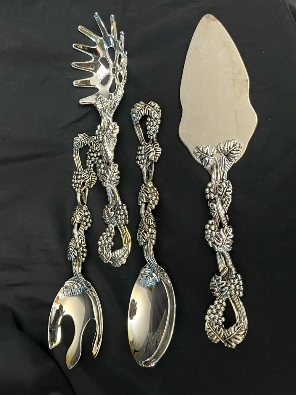 VTG Godinger Silver Art Grape Hostess Serving Set 4PC Salad Pasta Pie Server